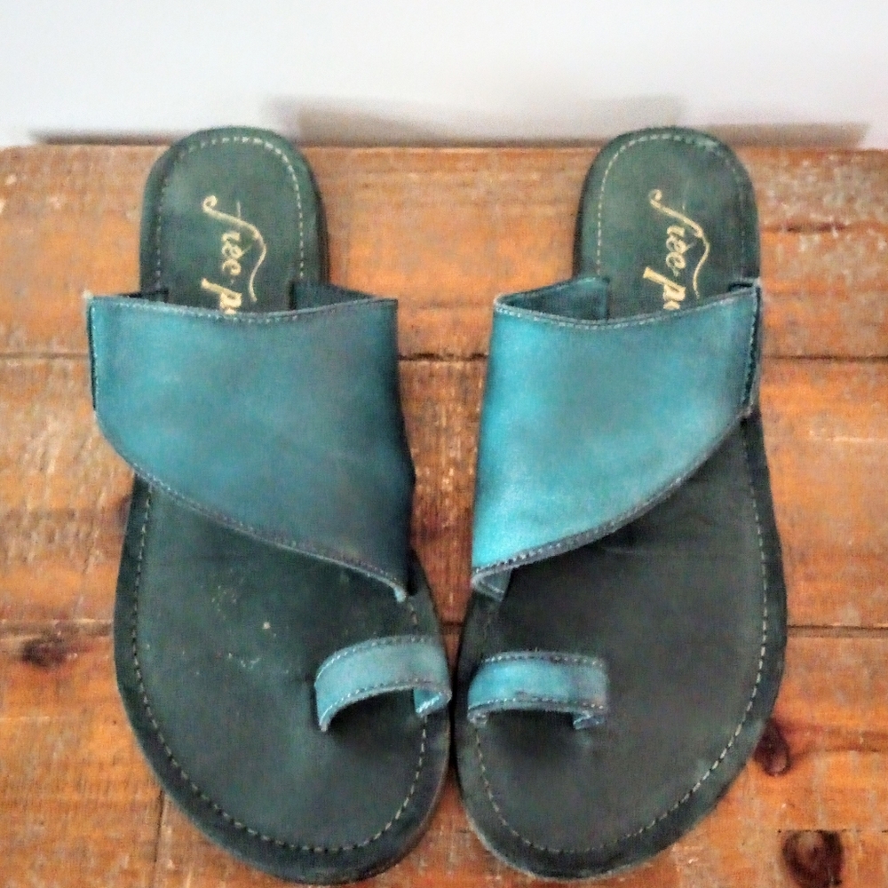 Free People Teal Slide Sandals